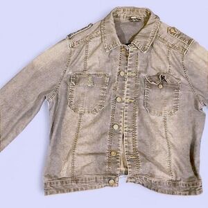 Supplies by Union Bay Womens‎ L Denim Utility Jacket Medium Wash Blue Button Up